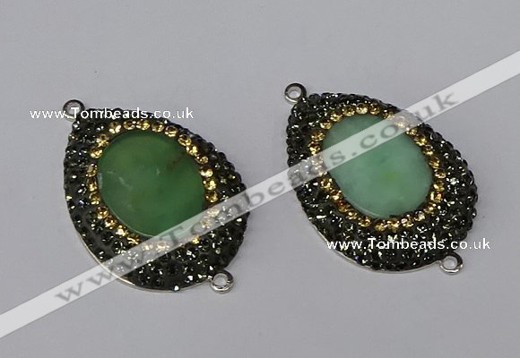 NGC1137 25*35mm teardrop Australia chrysoprase connectors wholesale