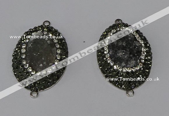 NGC1140 25*35mm oval druzy agate connectors wholesale