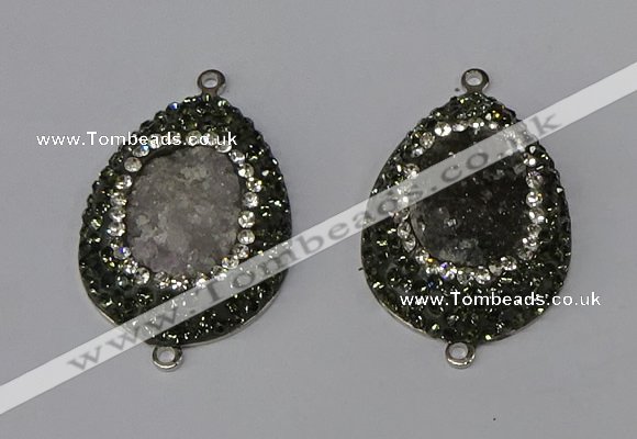 NGC1141 25*35mm teardrop druzy agate connectors wholesale