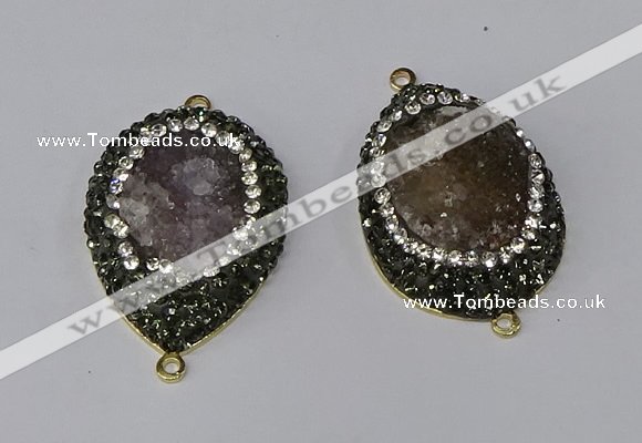 NGC1145 25*35mm teardrop druzy agate connectors wholesale