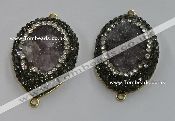 NGC1146 25*35mm freeform druzy agate connectors wholesale