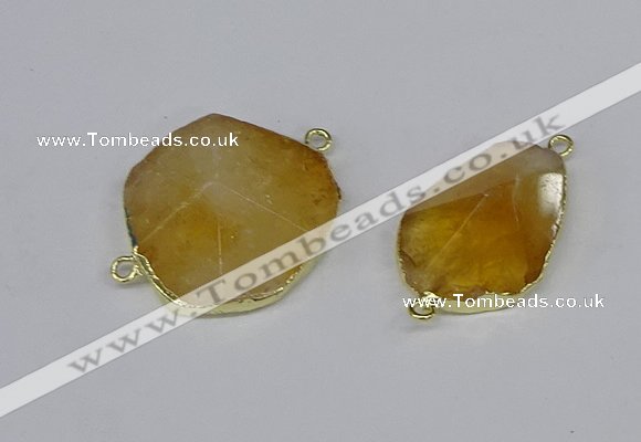 NGC1152 20*30mm - 30*35mm freeform citrine gemstone connectors