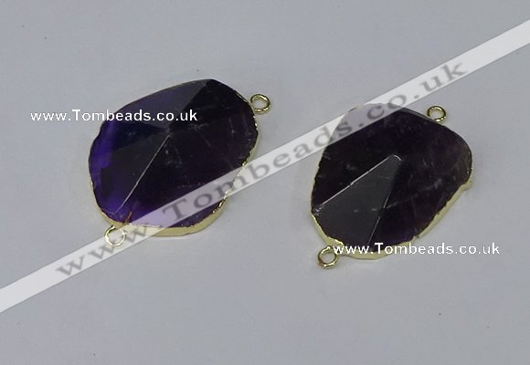 NGC1154 20*30mm - 30*35mm freeform amethyst gemstone connectors