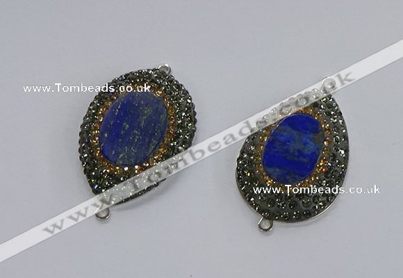 NGC1161 25*35mm teardrop lapis lazuli gemstone connectors wholesale