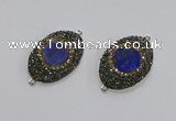 NGC1164 25*35mm oval lapis lazuli gemstone connectors wholesale