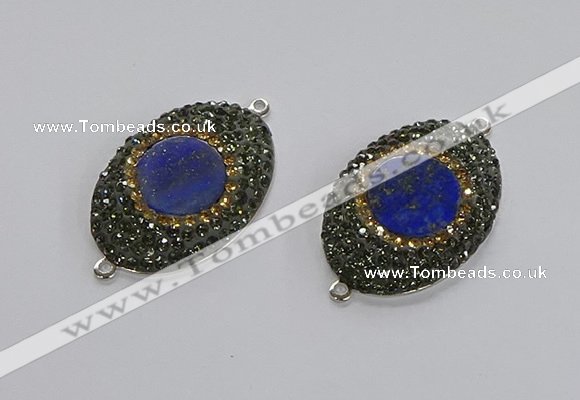NGC1164 25*35mm oval lapis lazuli gemstone connectors wholesale