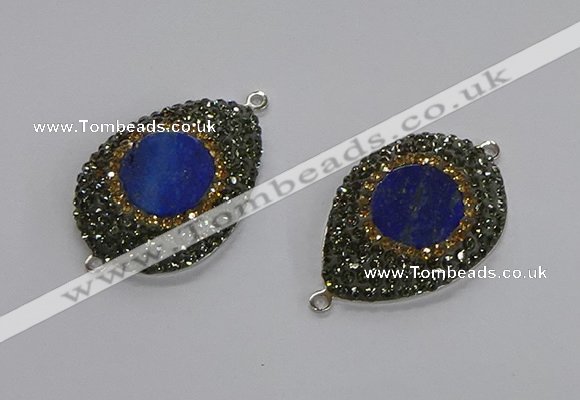 NGC1165 25*35mm teardrop lapis lazuli gemstone connectors wholesale