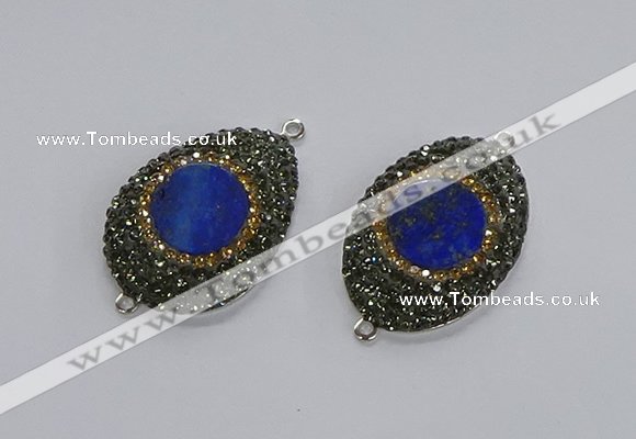 NGC1166 25*35mm freeform lapis lazuli gemstone connectors wholesale