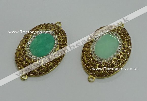 NGC1168 25*35mm oval Australia chrysoprase connectors wholesale