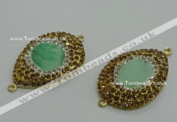 NGC1169 25*35mm teardrop Australia chrysoprase connectors wholesale