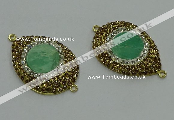 NGC1172 25*35mm teardrop Australia chrysoprase connectors wholesale