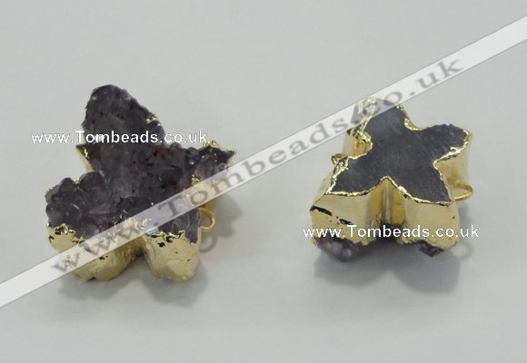 NGC121 20*25mm - 25*35mm butterfly druzy amethyst connectors