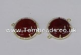 NGC1215 30mm flat round agate gemstone connectors wholesale