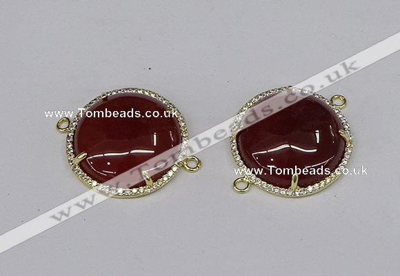 NGC1215 30mm flat round agate gemstone connectors wholesale