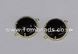 NGC1219 30mm flat round agate gemstone connectors wholesale