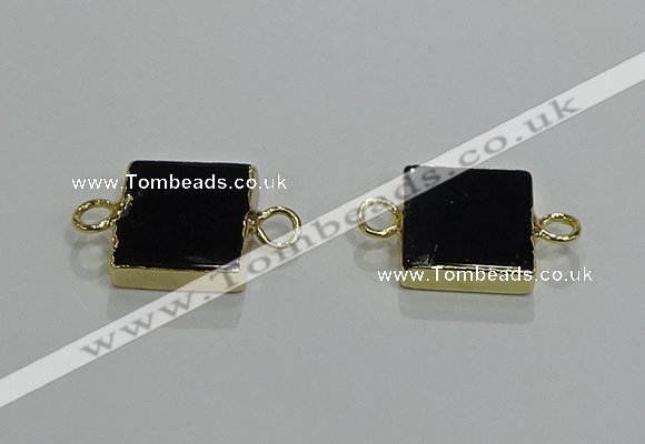 NGC1231 14*14mm square black agate gemstone connectors wholesale