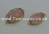 NGC1276 18*25mm - 30*35mm freeform rose quartz connectors