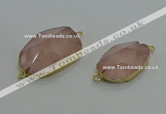 NGC1276 18*25mm - 30*35mm freeform rose quartz connectors