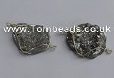 NGC1319 25*30mm - 30*35mm freeform plated druzy agate connectors