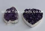 NGC1322 45*50mm - 50*60mm heart druzy amethyst connectors