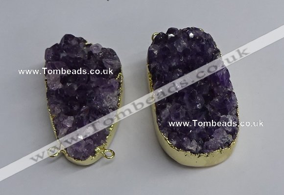 NGC1323 35*50mm - 40*60mm freeform druzy amethyst connectors