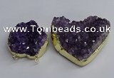 NGC1324 45*50mm - 50*60mm heart druzy amethyst connectors