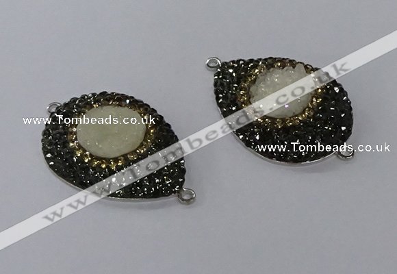 NGC1335 25*35mm teardrop druzy agate gemstone connectors