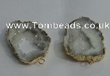 NGC136 30*40mm - 35*45mm freeform plated druzy agate connectors