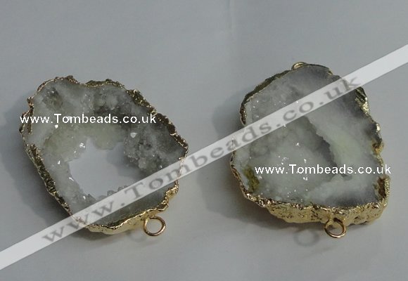 NGC136 30*40mm - 35*45mm freeform plated druzy agate connectors