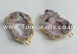 NGC137 30*40mm - 35*45mm freeform plated druzy agate connectors
