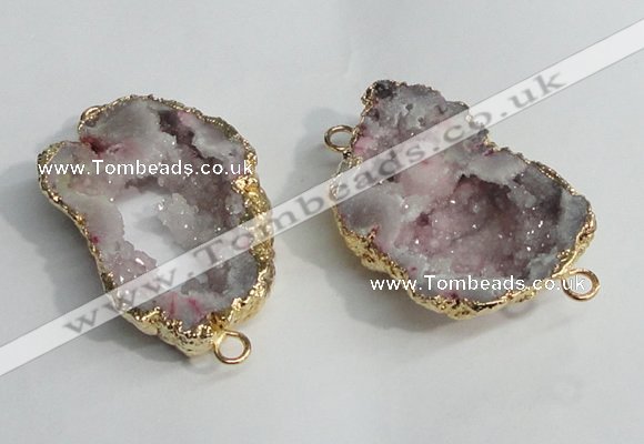 NGC137 30*40mm - 35*45mm freeform plated druzy agate connectors