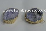 NGC138 30*40mm - 35*45mm freeform plated druzy agate connectors