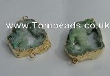 NGC140 30*40mm - 35*45mm freeform plated druzy agate connectors