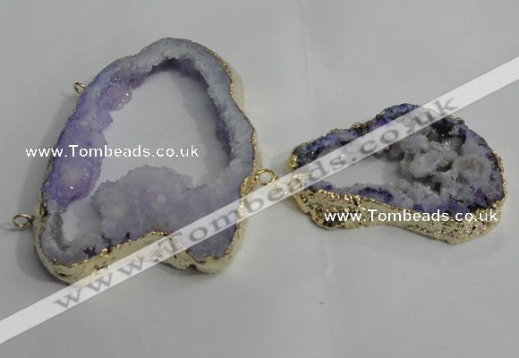 NGC144 40*50mm - 55*70mm freeform plated druzy agate connectors