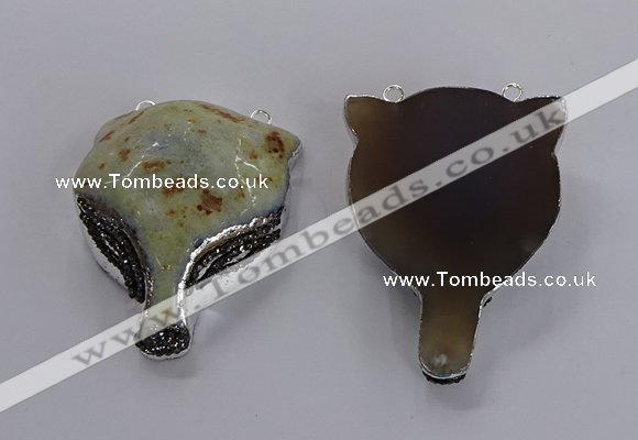 NGC1441 40*55mm - 45*60mm Fox-head agate gemstone connectors