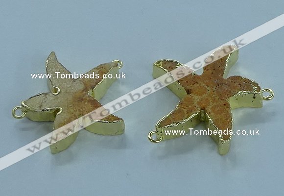 NGC1445 28mm - 30mm starfish fossil coral connectors wholesale