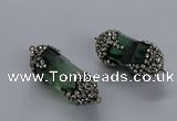 NGC1463 15*40mm - 15*45mm faceted nuggets green fluorite connectors