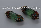 NGC1464 15*40mm - 15*45mm faceted nuggets green fluorite connectors