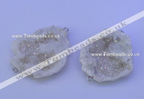 NGC1470 28*35mm - 40*45mm freeform plated druzy agate connectors