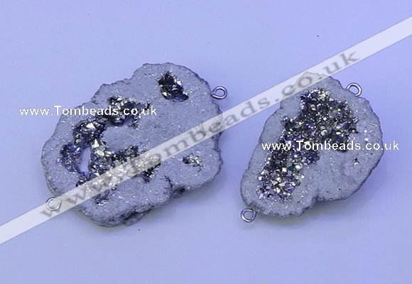 NGC1472 28*35mm - 40*45mm freeform plated druzy agate connectors