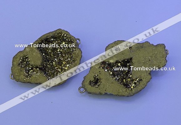 NGC1473 28*35mm - 40*45mm freeform plated druzy agate connectors