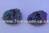 NGC1476 28*35mm - 40*45mm freeform plated druzy agate connectors