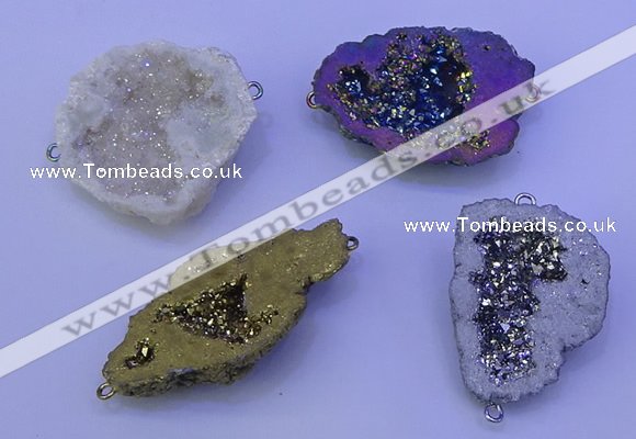 NGC1478 28*35mm - 40*45mm freeform plated druzy agate connectors
