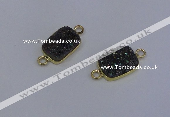 NGC1508 10*14mm rectangle druzy quartz gemstone connectors wholesale