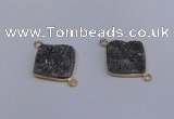 NGC1537 18*18mm diamond druzy quartz gemstone connectors wholesale