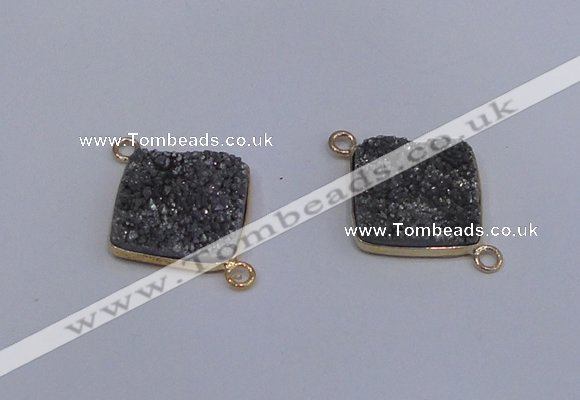 NGC1537 18*18mm diamond druzy quartz gemstone connectors wholesale