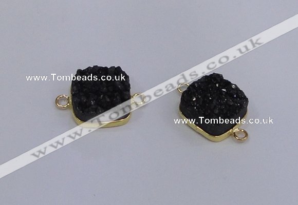 NGC1544 15*15mm square druzy quartz gemstone connectors wholesale