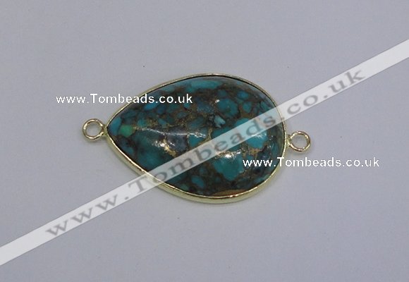 NGC1553 22*30mm teardrop turquoise & pyrite gemstone connectors