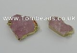 NGC1560 18*25mm - 30*35mm freeform rose quartz connectors