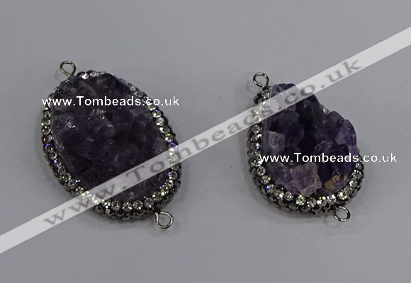 NGC1618 20*30mm - 25*35mm freeform amethyst connectors wholesale